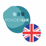 Powderlux regional branding images with usa uk eu flag