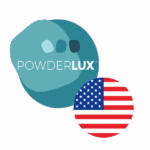 Powderlux regional branding images with usa uk eu flag