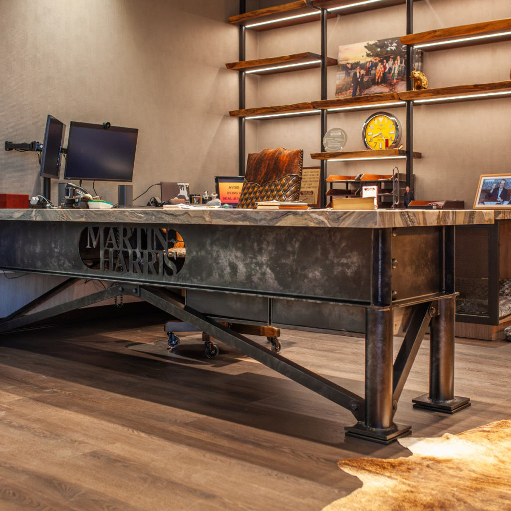 Martin and Harris Exec Desk Urban Steel Finish by Powderlux-sideview