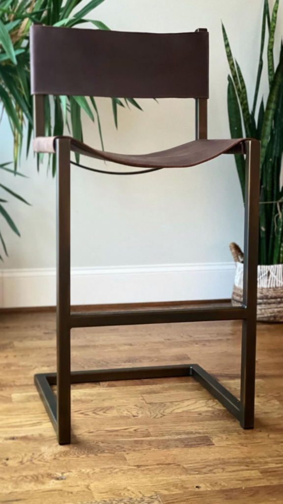 PowderLUX Rustic Bronze sling back bar height chair