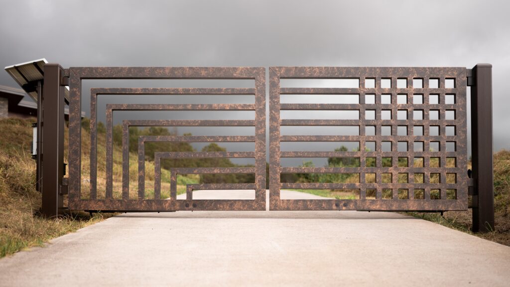 PowderLUX Entry Gate in Lava Rock Powder Coat (2)