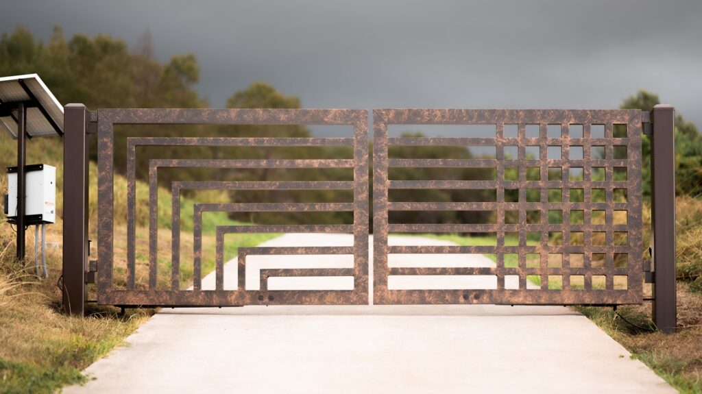 PowderLUX Entry Gate in Lava Rock Powder Coat (3)